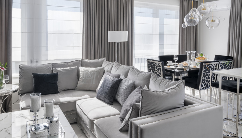 Luksusowe i przytulne wnętrze w stylu glamour