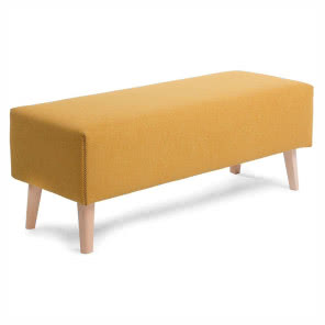 Ławka Lydia 111x42 cm musztardowa nogi drewniane, Sfmeble.pl, 979 zł