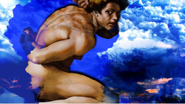 Kaplica Sykstyńska. Dziedzictwo - fragment fresku na wystawie multimedialna