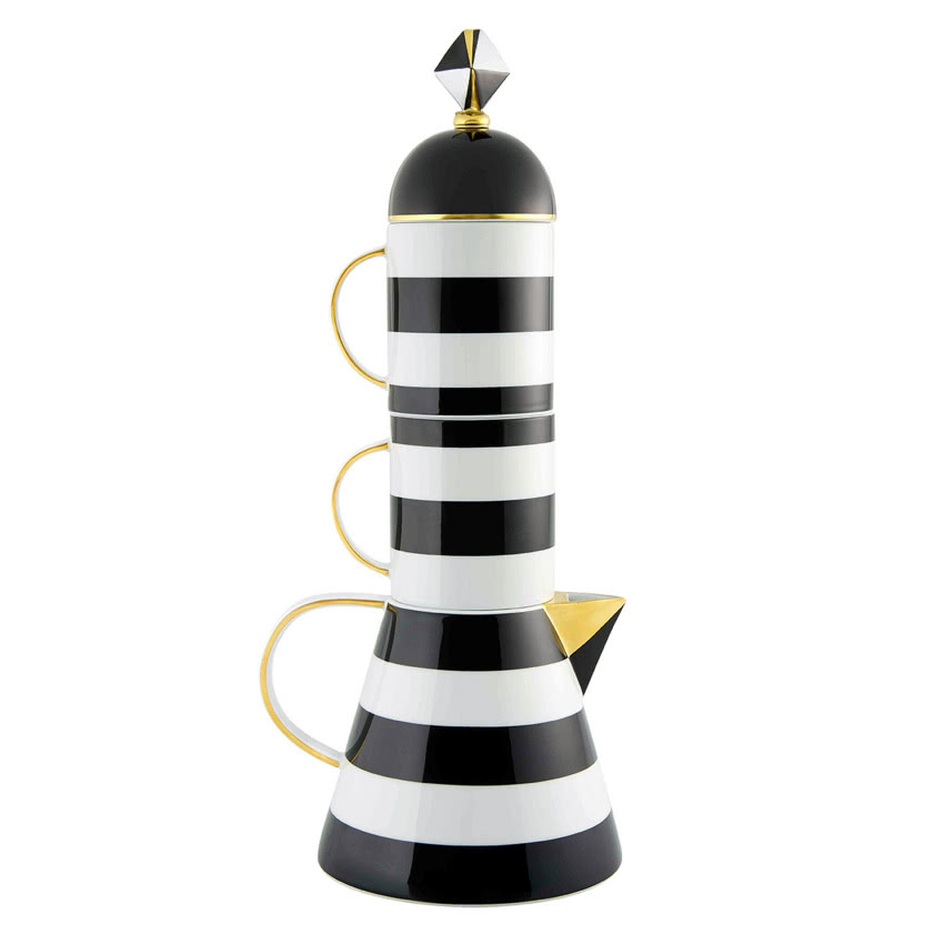 Porcelanowe czajniczek, dwa kubki i pokrywka w...