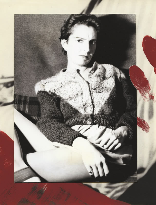 Teresa Gierzyńska, „Zdegustowana, z cyklu „O niej”, 1984-89, montaż,
fotografia czarno-biała, akryl, matryca, własność Rodziny Madelskich