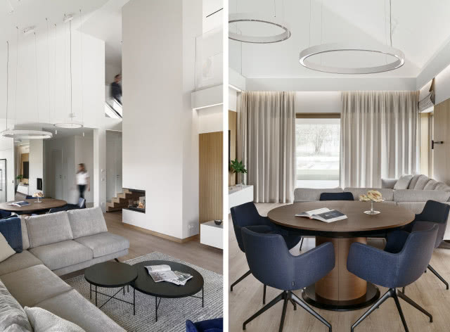 Minimalistyczny salon z drewnianymi meblami