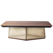 Dwa okrągłe stoliki rattanowe, Madam Stoltz,...