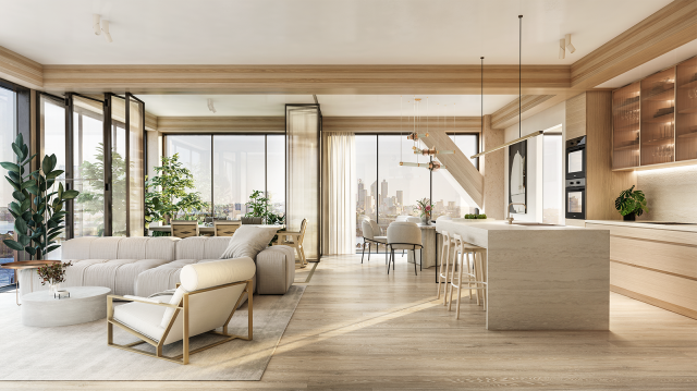 wnętrze, widok z salonu na kuchnię