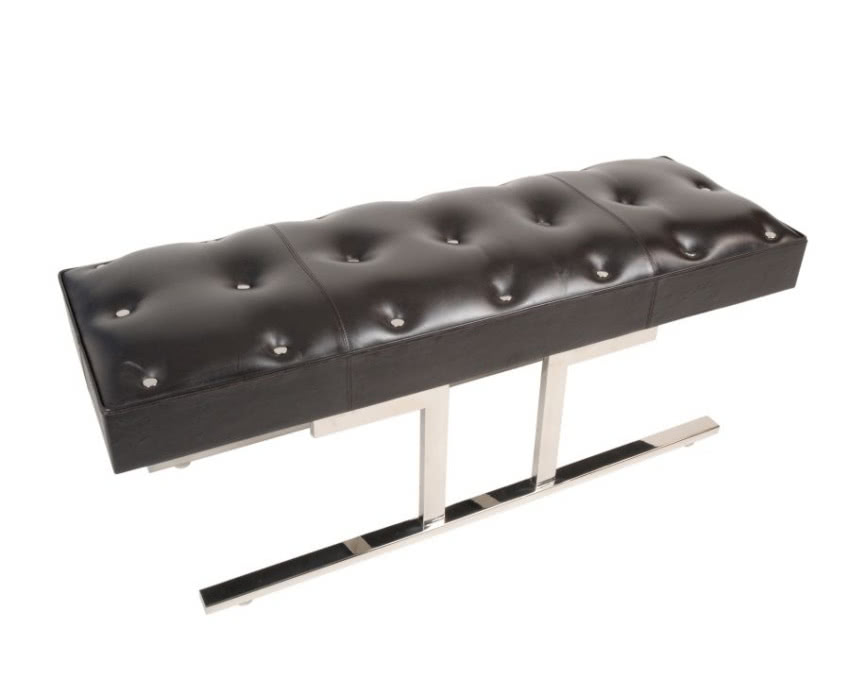 Ławka Vegas tapicerowana czarną skórą, ALEXANDER...