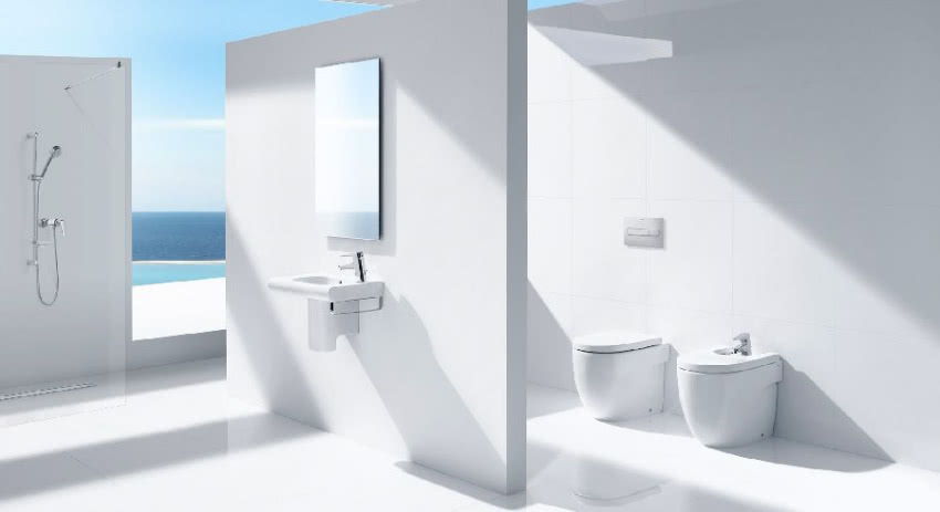 Łazienka urządzona produktami Roca