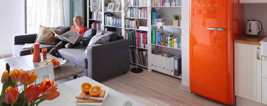 Styl skandynawski i kolorowa lodówka w roli głównej