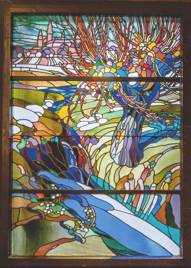 Wiosna witraż w d. gmachu Towarzystwa Kredytowego w Krakowie proj. Henryk Uziembło