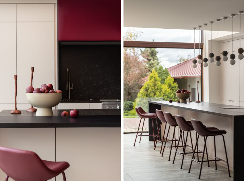 Kolor bordowomiedziany dzięki wysokim
na 8 m...