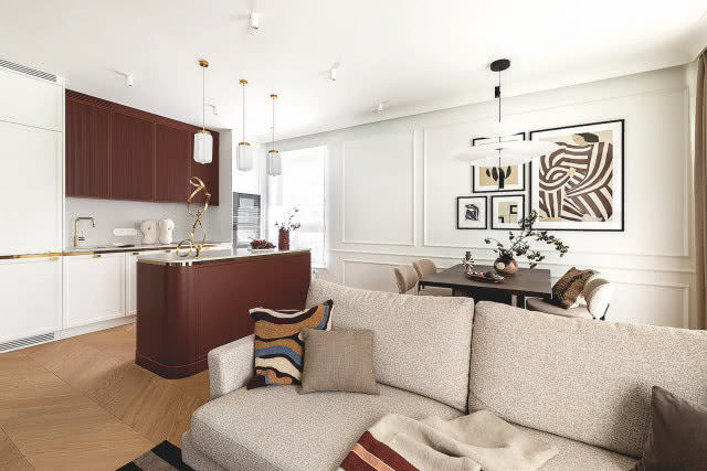 salon z kuchnią aranżacja klasyczna