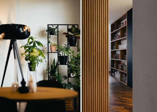 Aranżacja mieszkania w czerni i drewnie