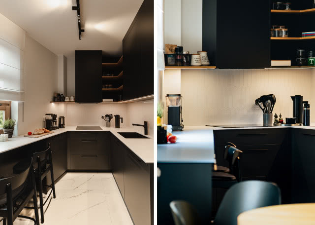 Czarna zabudowa kuchenna