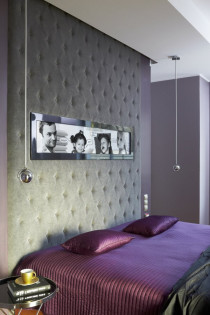 Styl glamour w sypialni - oryginalny zagłówek łóżka
