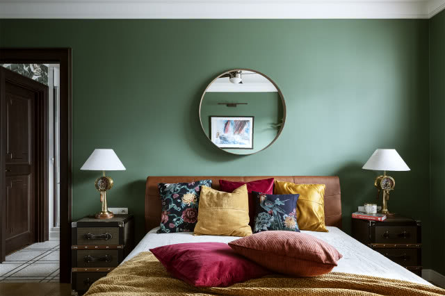 Zielone ściany w sypialni