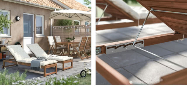 Leżak drewniany na taras z IKEA