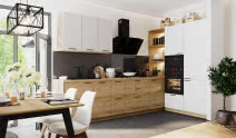 Kuchnia w kolorystyce drewna i bieli