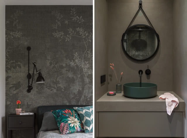 Łazienka i sypialnia w szarościach