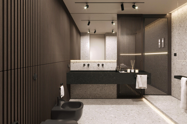 luksusowa ciemna łazienka