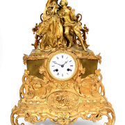 Zegar kominkowy, Francja, II poł. XIX w., brąz...